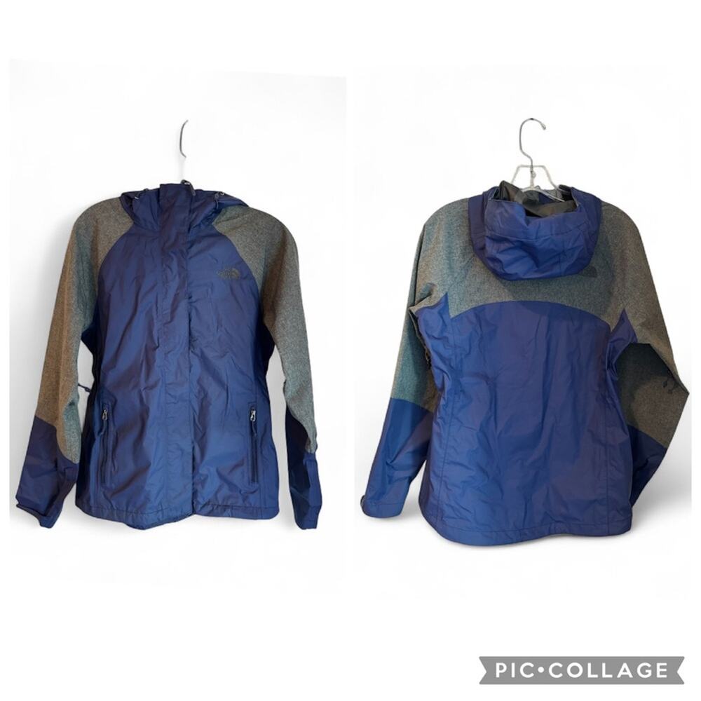 The North Face Two Tone Blue and Grey Hooded Rain Jacket